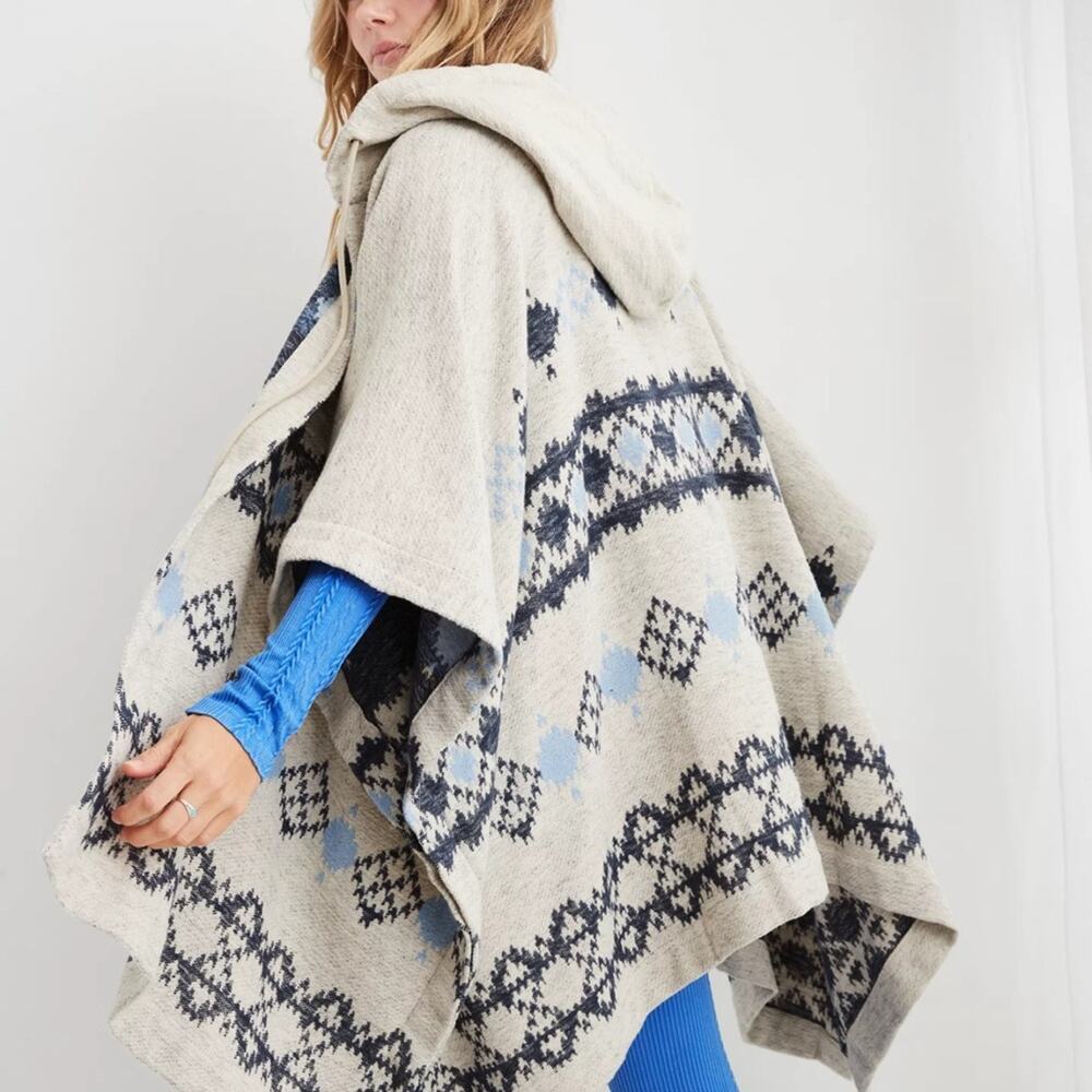 Aerie Fairisle Hooded Poncho One Size